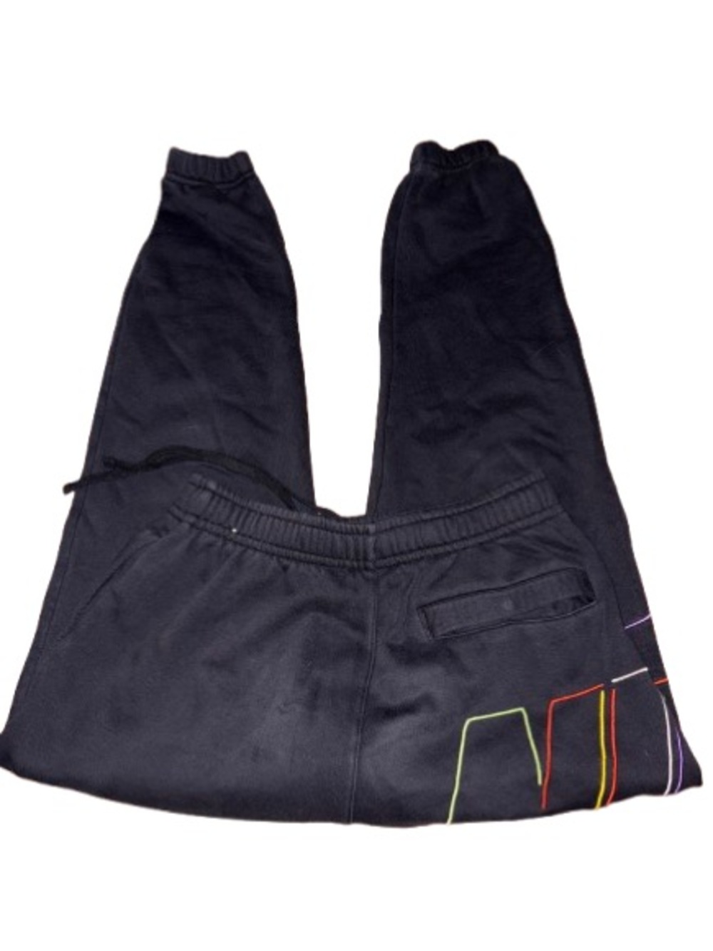 Nike Club Fleece Black Sweatpants with Multicolor Embroidered Graphic size S - Picture 9 of 12